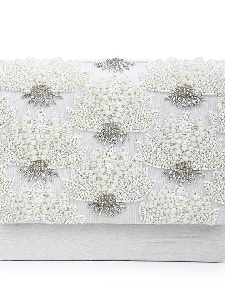 Pearl floral clutch for wholesale by House of Amaya
