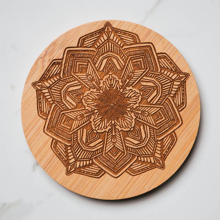 Sottobicchiere con fiori tribali per la vendita all'ingrosso da parte di Dom Chi Designs