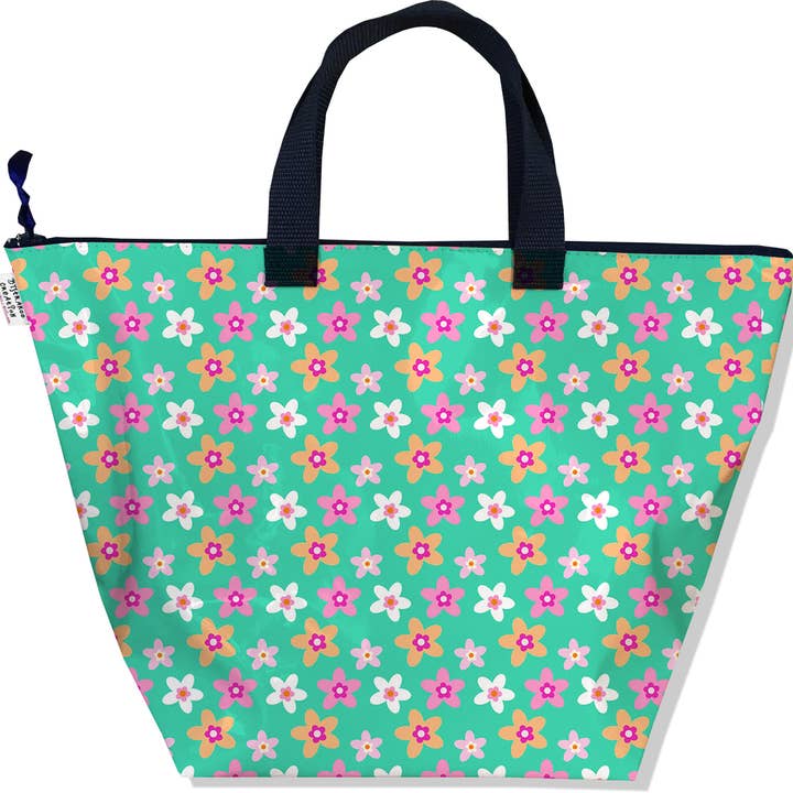 Mala de mão com fecho de correr flores verdes por atacado de BISTRAKOO