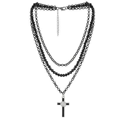 svart Hip-Hop Retro Kors Legering Plast Järn Grossist halsband för wholesale på Faire