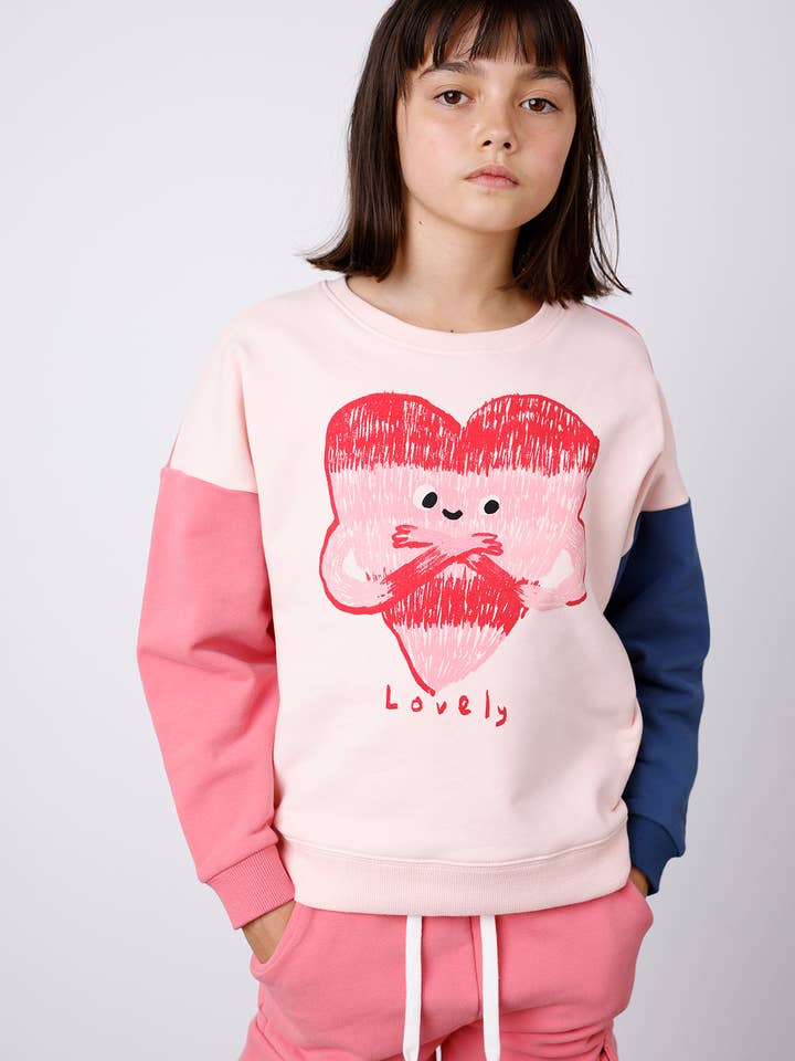 Ballet Pink Navy Minti Lovely Heart Furry Crew for wholesale on Faire
