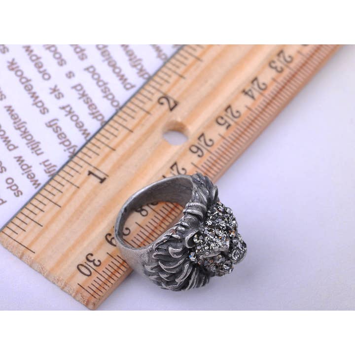 AK Brand – wholesale Cocktail/Statement Ring – Svart Grå Vild Lejonhuvud Multi-Size Statementringar
