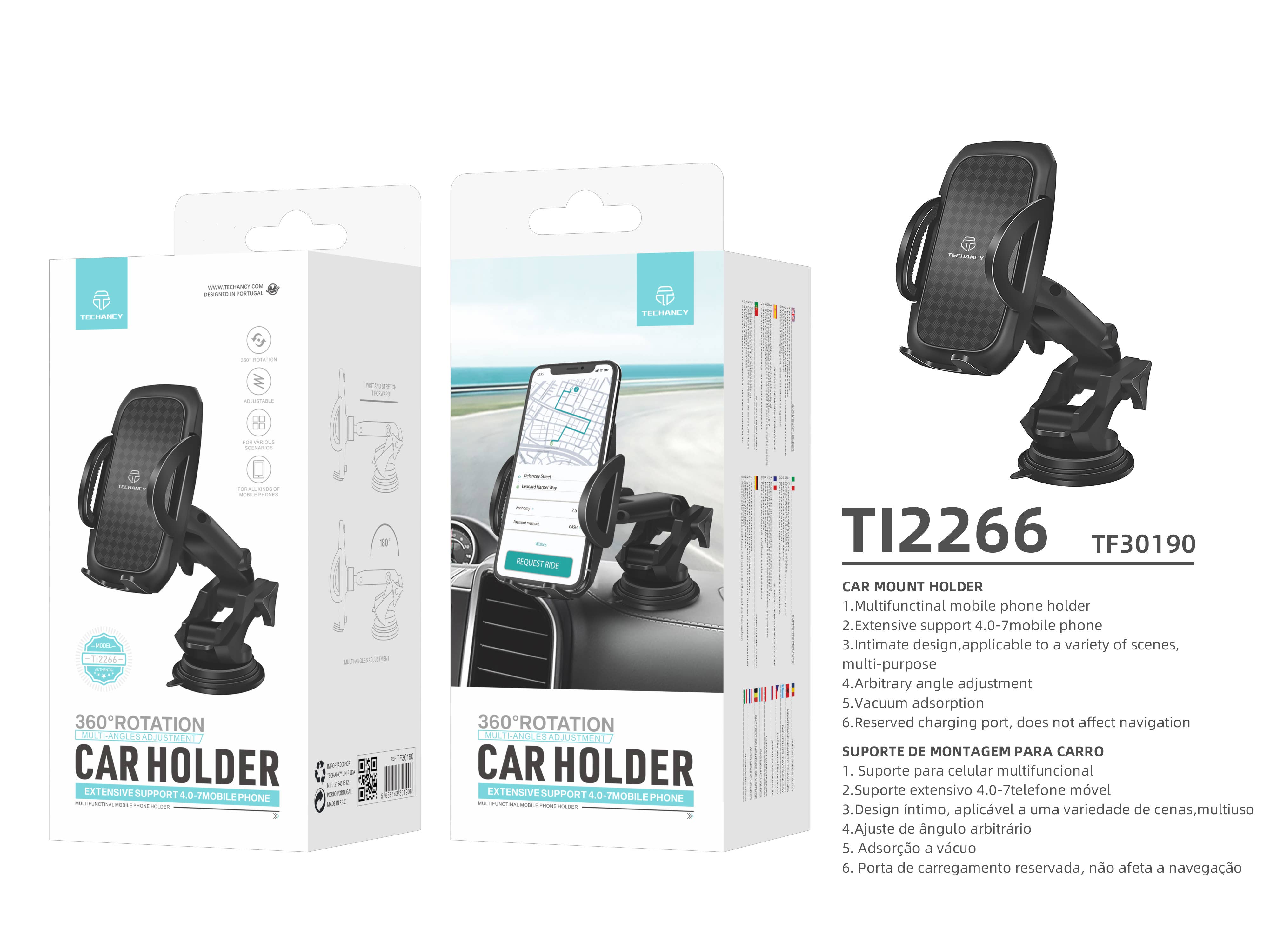 TECHANCY - Wholesale Phone/Tablet Stand - TECHANCY Car Phone Holder Mount -Military-Grade Suction2