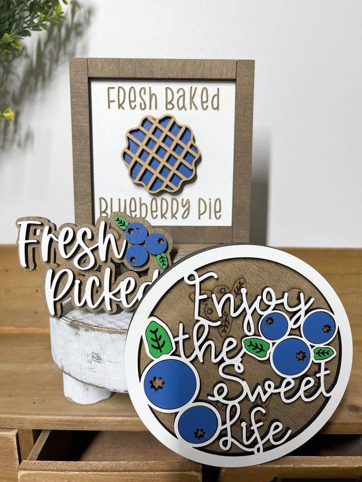Blueberry Tiered Tray & Seasonal Home Decor for wholesale by Climbing Branches