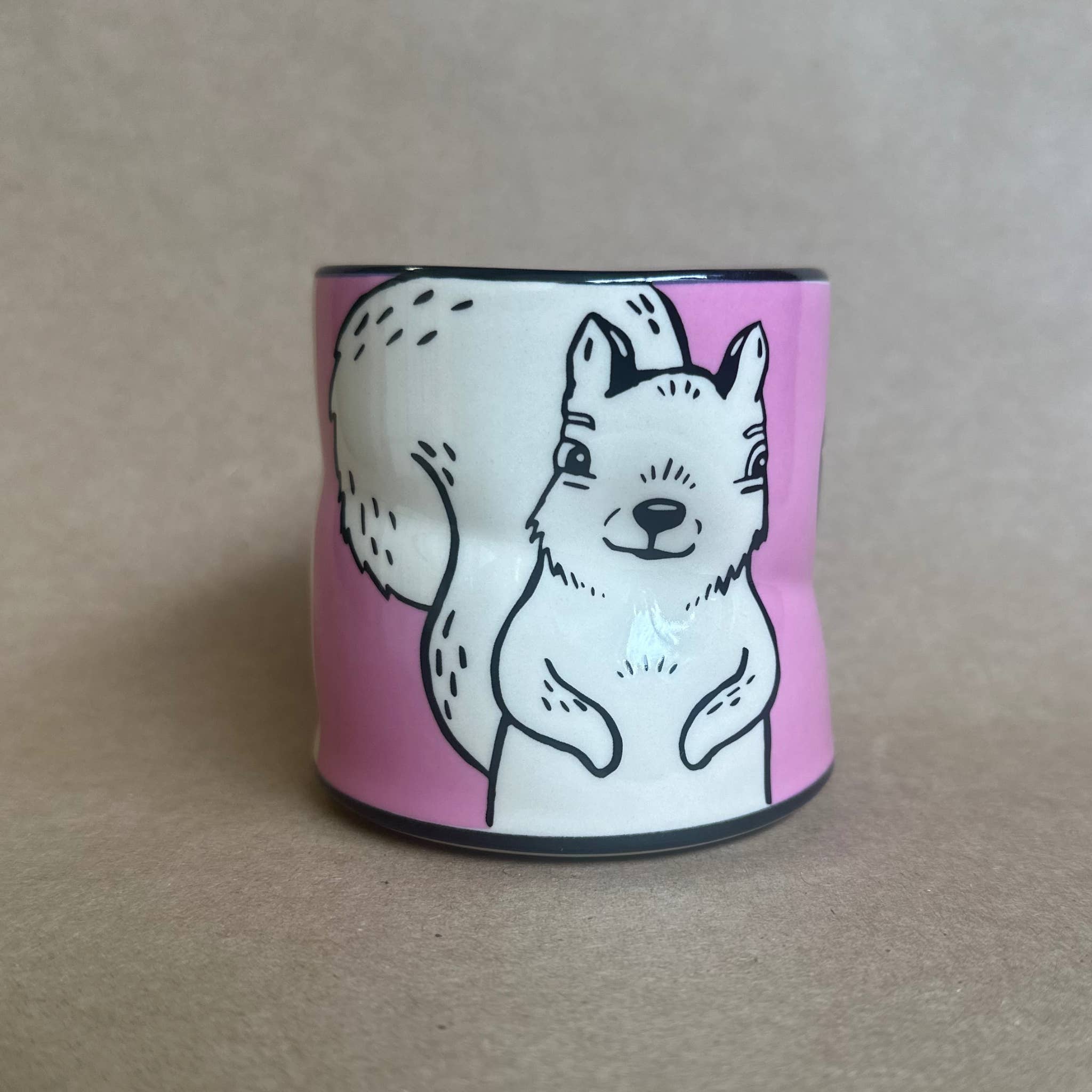 The Bowl Maker - Wholesale Drinking Glass/Cup - Lucky Squirrel Cup - Medium Ceramic Mug