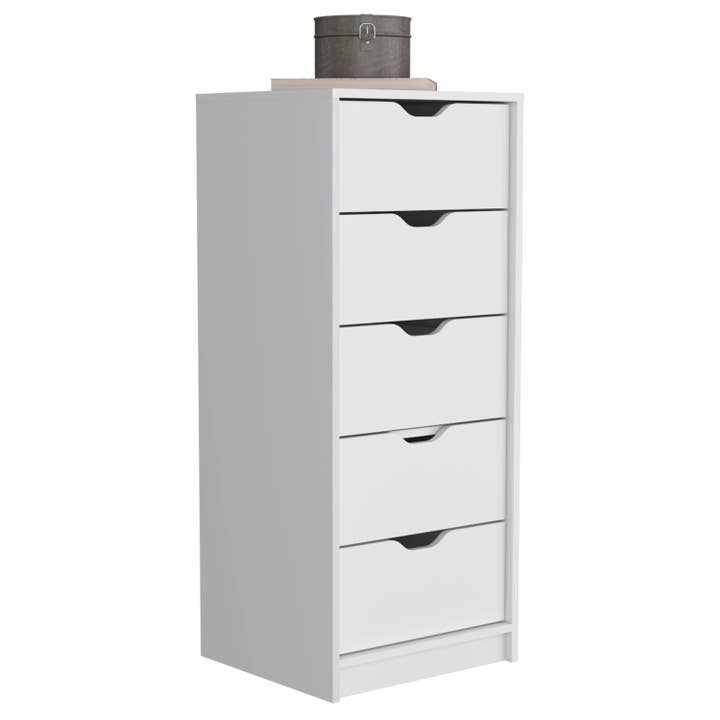 Houma 5 Drawers Narrow Dresser, White for wholesale on Faire1