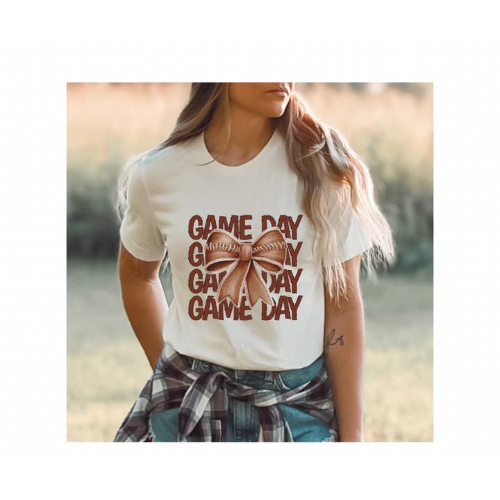 Game Day Football Ribbon Tee for wholesale by Serendipity Tees