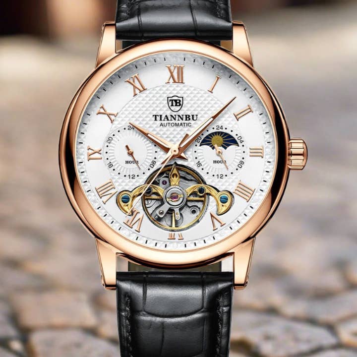 WoodWristCo - Wholesale Wrist Watch - Men's - Automatic Multifunction Men's Waterproof Luminous Leather Watch0