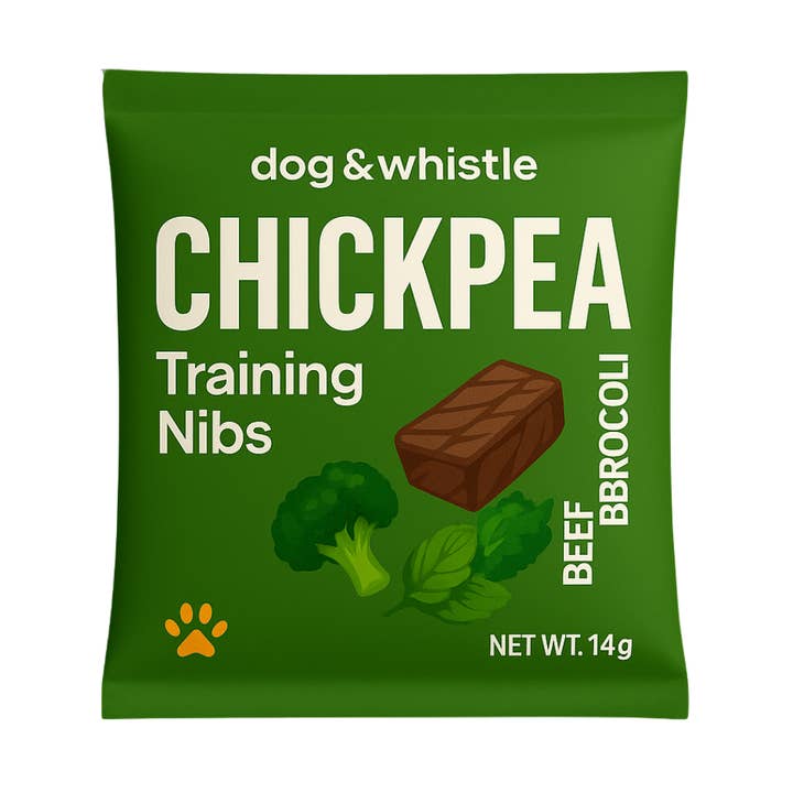 Dog & Whistle Kikærte Træningsbidder – 14g (Oksekød & Broccoli) for engroshandel hos Dog & Whistle