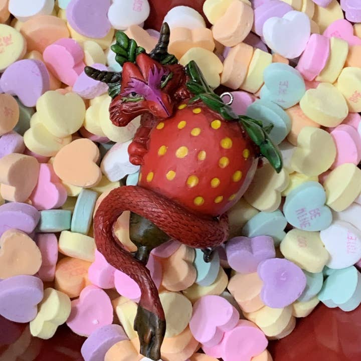 Strawberry dragon Hanging ornament for wholesale by Ash Evans