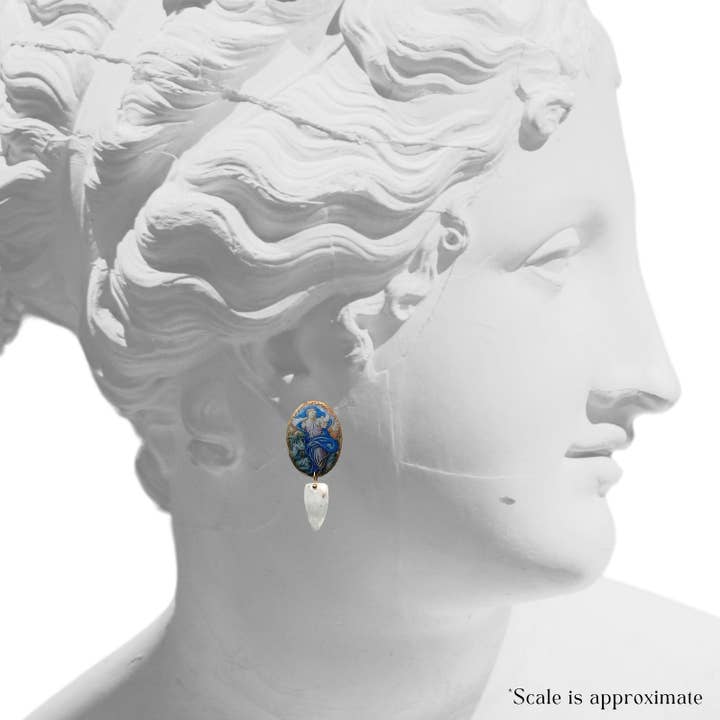 Folkloric Jewelry - Venta al por mayor Pendientes colgantes - Pendientes Terchi Diosa Victoria con Piedra de Luna
