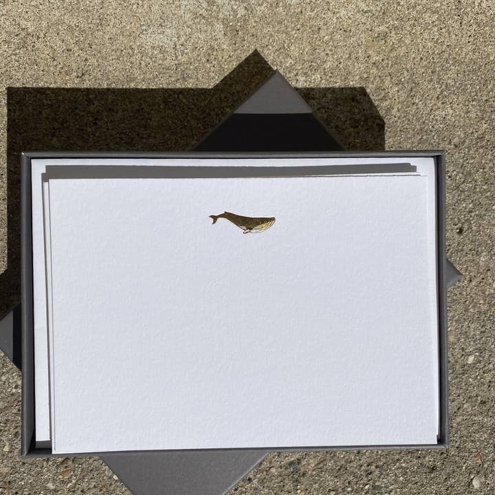 Illustrated correspondence cards “whale” for wholesale by Cléo Lebrun - Atelier d'art