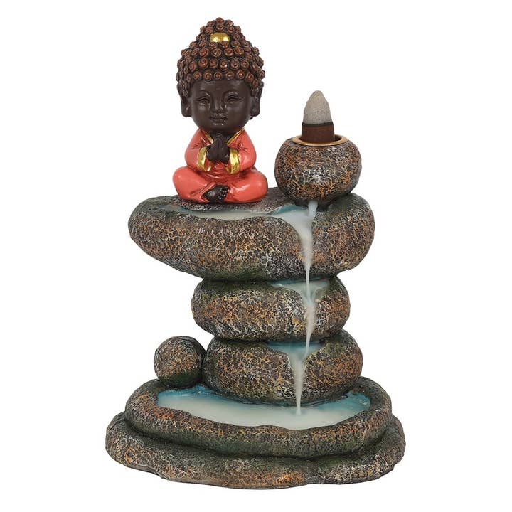 Something Different Wholesale - Wholesale Incense Holder - Red Buddha and Rock Pond Backflow Incense Burner