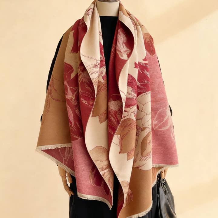 RETRO ART LEAF SCARF_CWASC03192 for wholesale by DOUBLJU