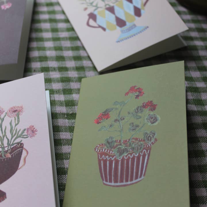 Harriet Watson - Wholesale Everyday Greeting Card - Red Geraniums mini card2