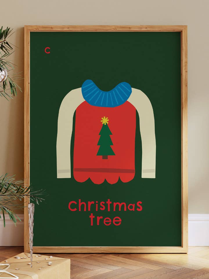 Julgran konsttryck | Bokstav C alfabettryck för wholesale av Surprise Radish