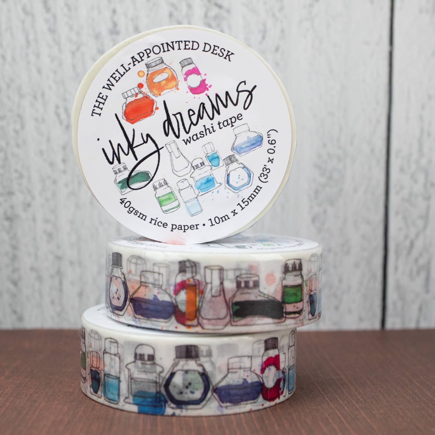 The Well-Appointed Desk - Wholesale Washi Tape - "Inky Dreams" Ink Bottle Washi Tape1