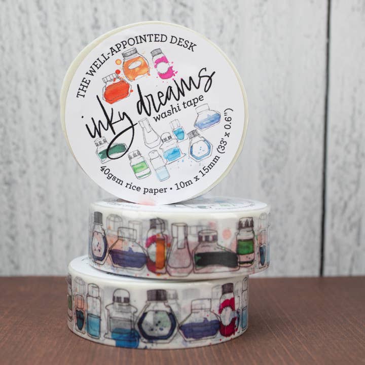 The Well-Appointed Desk - Wholesale Washi Tape - "Inky Dreams" Ink Bottle Washi Tape1