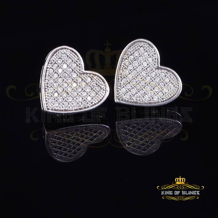 Brincos de Coração para Mulheres e Homens em Prata Branca 925 Sterling com 0,84ct de Zircónia Cúbica do King of Bling por atacado de KING OF BLINGS