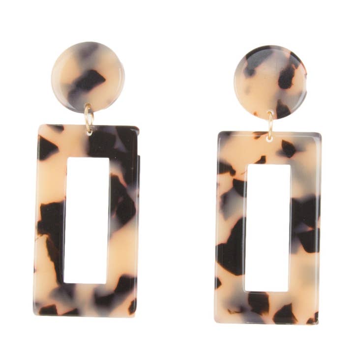 Rectangle Blonde Tortoise Earrings for wholesale by Mainstreet Collection