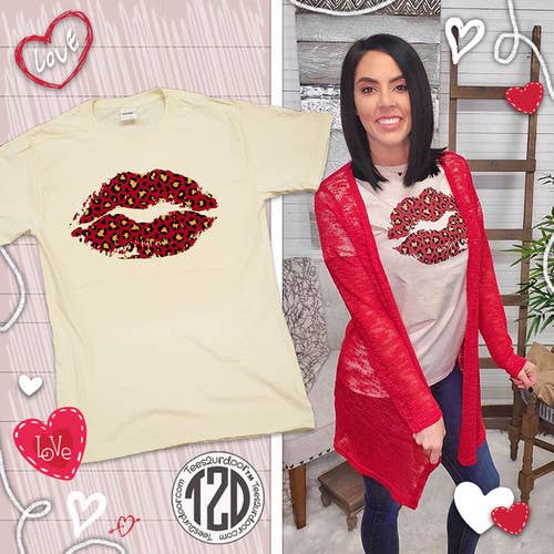 Sugar Stitch - Wholesale Screen Printed T-Shirt - Women's - Red Cheetah Lips T-Shirt