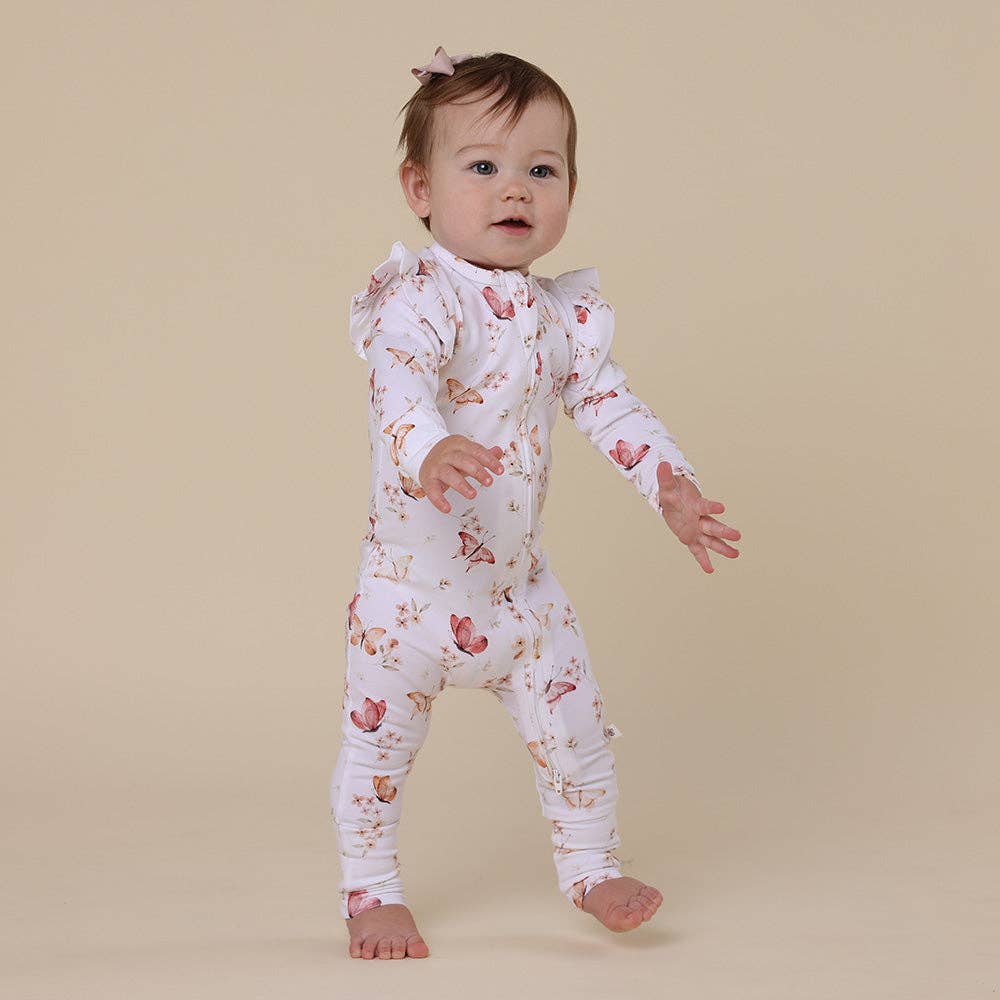 Snuggle Hunny - Wholesale Sleepsuit – Baby - Butterfly Organic Snugglesuit Convertible Romper with Frill3