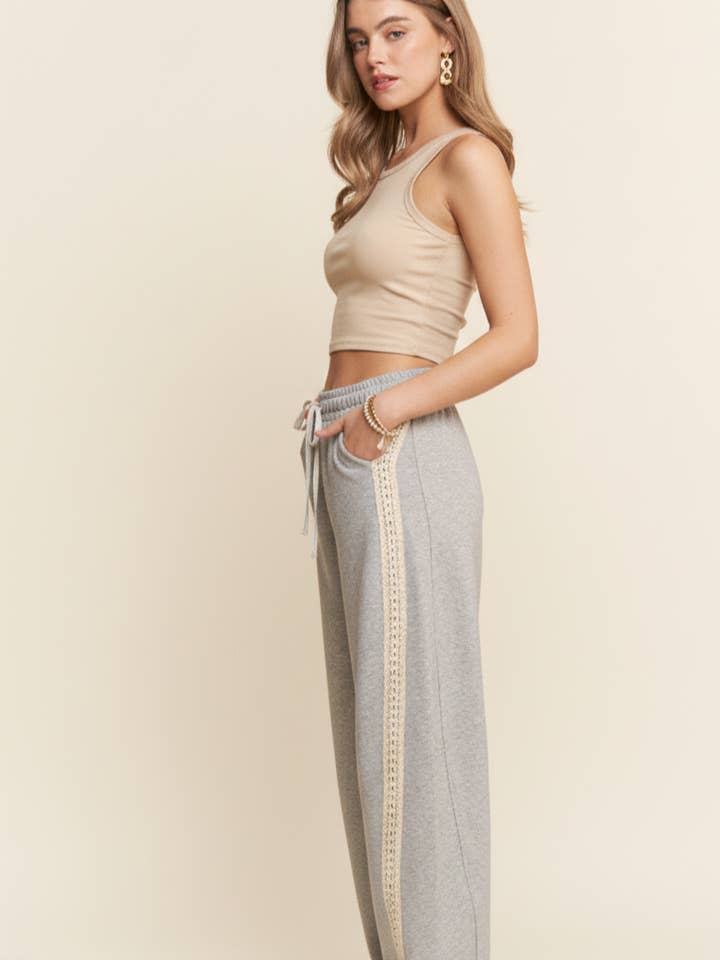 Crochet Trim Loose Fit Barrel Sweatpants for wholesale by J.NNA