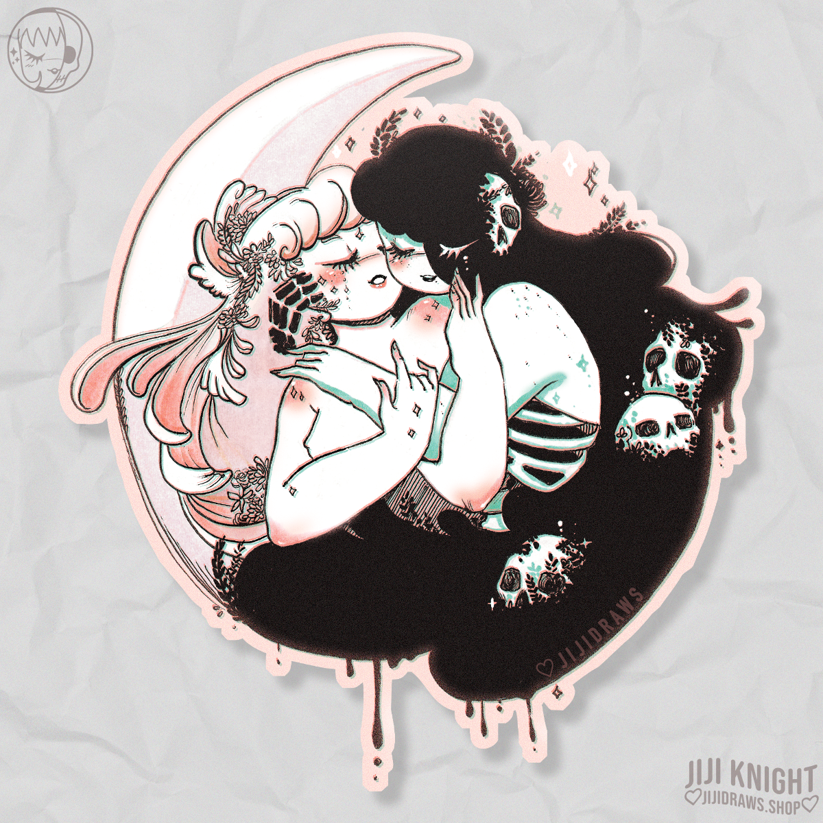 JIJI KNIGHT ILLUSTRATIONS - Wholesale Sticker - Sticker // La Muerte Y Fiora Pink Set1