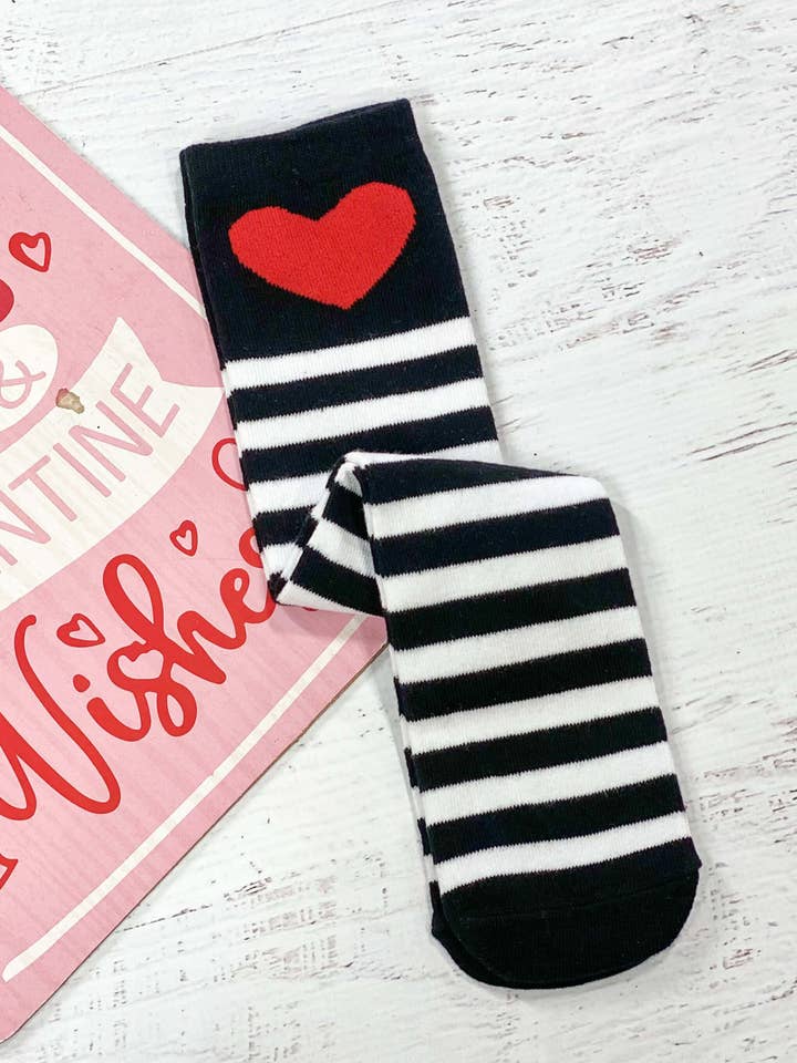 The Hair Bow Company - Wholesale Socks - Kids - Red Heart Black Stripe Tube Socks