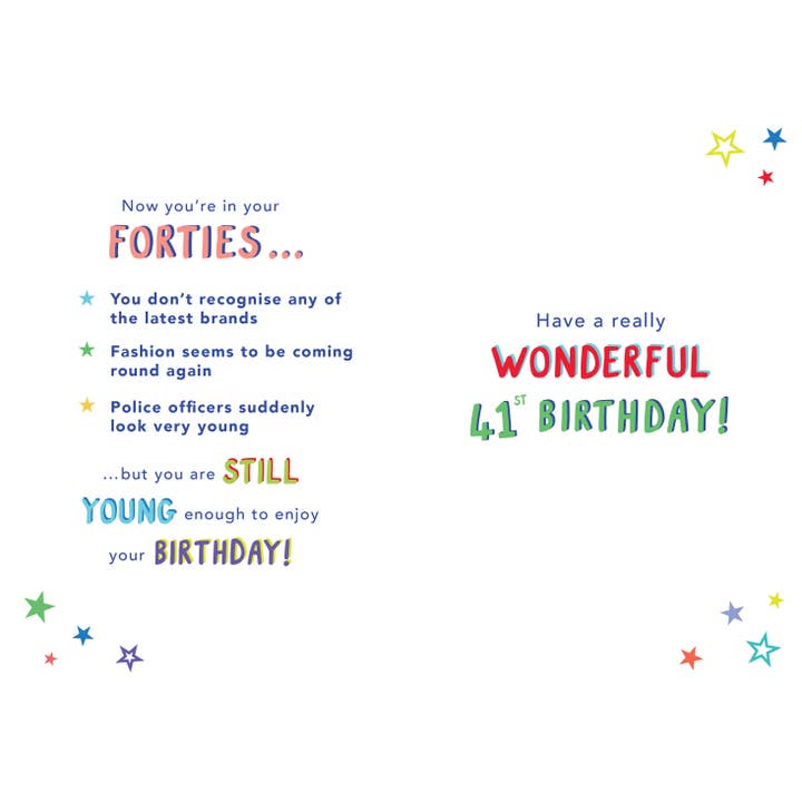 Piccadilly Greetings – wholesale Birthday card – Milestone Age Birthday Card, Age 41, Age 411