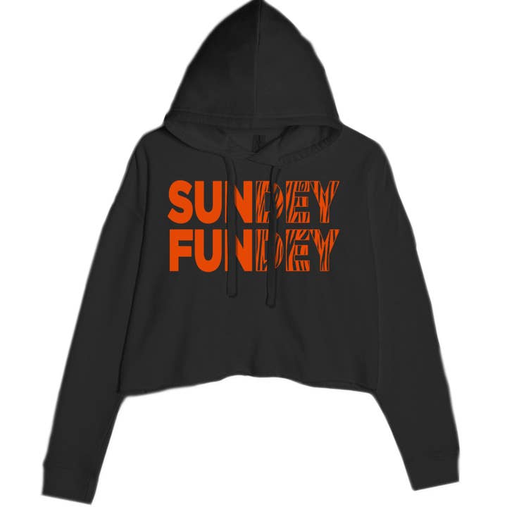 SunDEY FunDEY Sunday Funday Cropped Hoodie Sweatshirt for wholesale by Expression Tees
