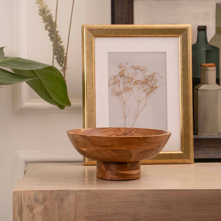 LuxeDesigns Co LLC - Wholesale Decorative Plate/Dish/Bowl - Wooden Footed Bowl by Luxe Designs – Handcrafted Decorative Fruit Bowl with Elegant Footed Base for Dining, Serving, and Home Décor – Perfect for Fruits, Snacks, and Centerpiece Display4