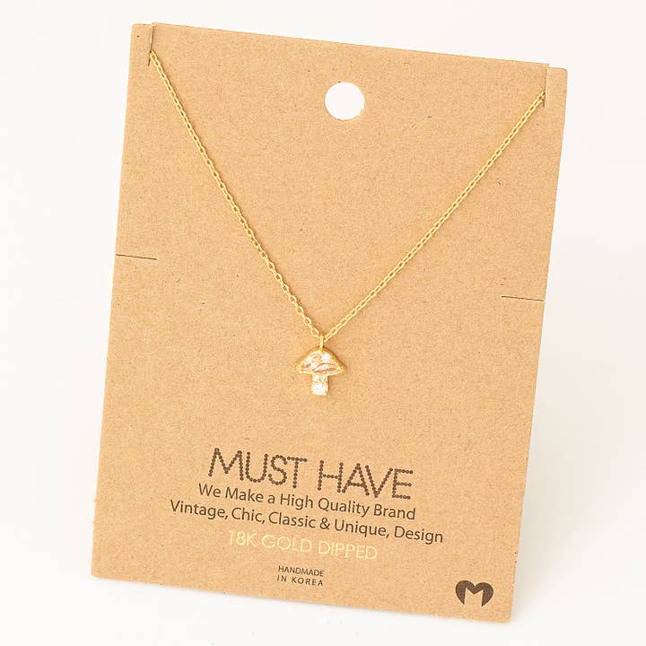 Fame Accessories - Wholesale Pendant/Charm Necklace - Mini Mushroom Pendant Necklace