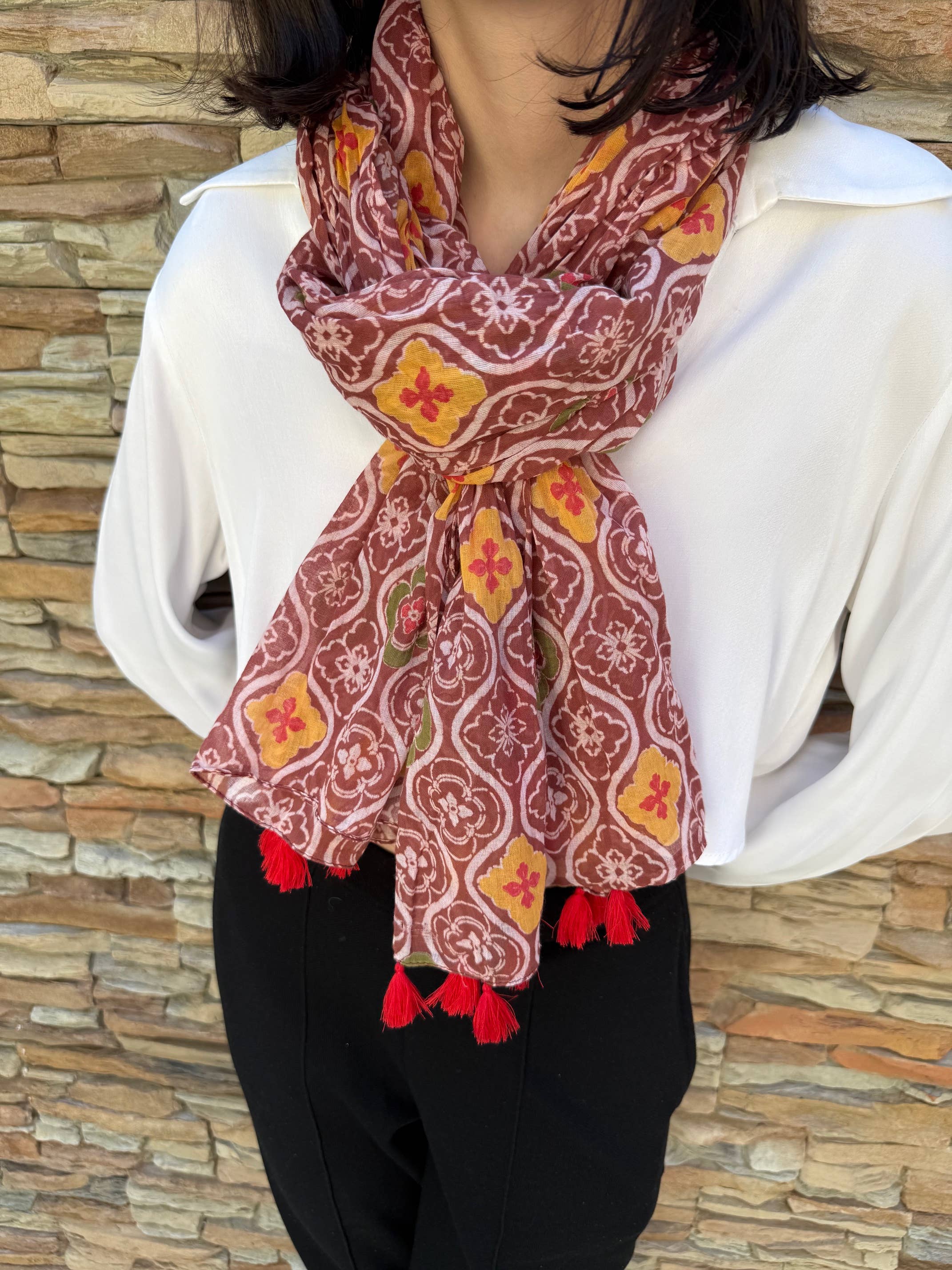 Maison Unik Accessoires - Wholesale Scarf - Women's - Scarf, Cheche, or Pareo 100% Indian Cotton Blockprint - Women