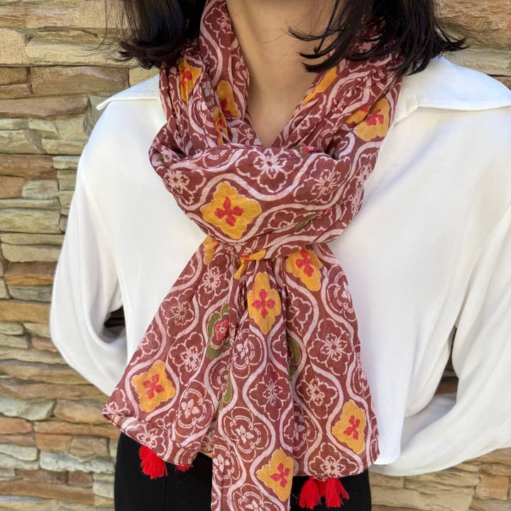 Maison Unik Accessoires - Wholesale Scarf - Women's - Scarf, Cheche, or Pareo 100% Indian Cotton Blockprint - Women0