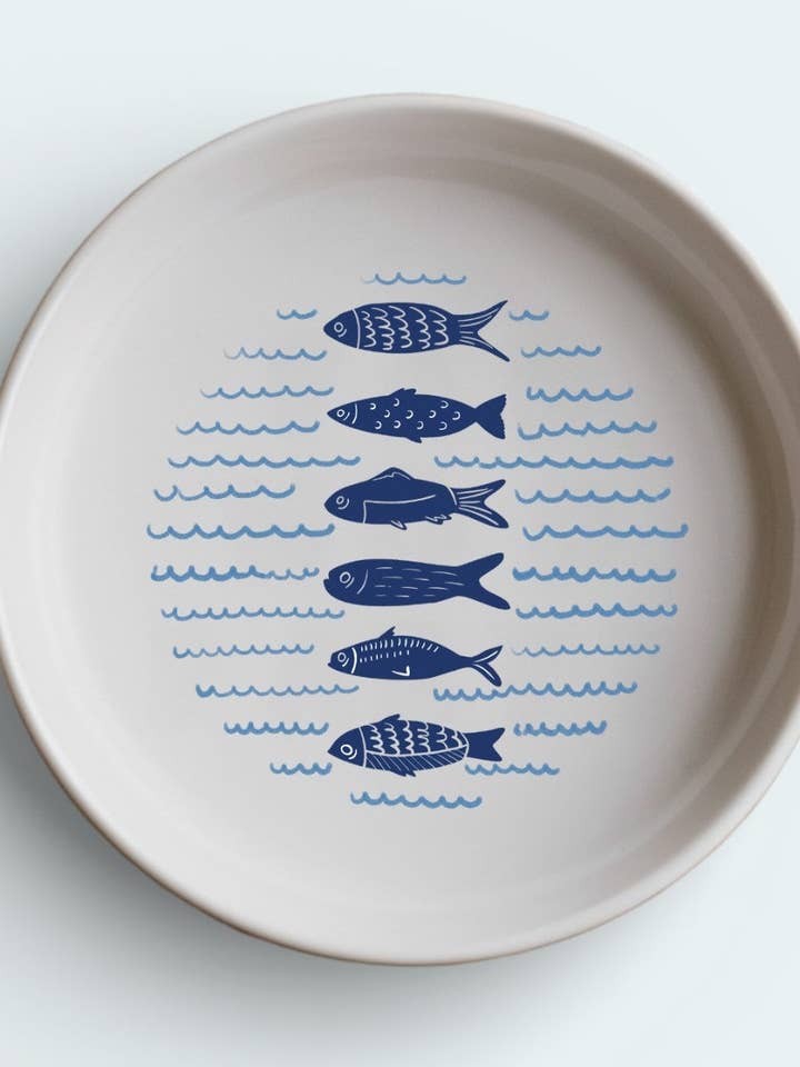 Thou shalt have a fishy ceramic plate for wholesale by Sovende Bjorn