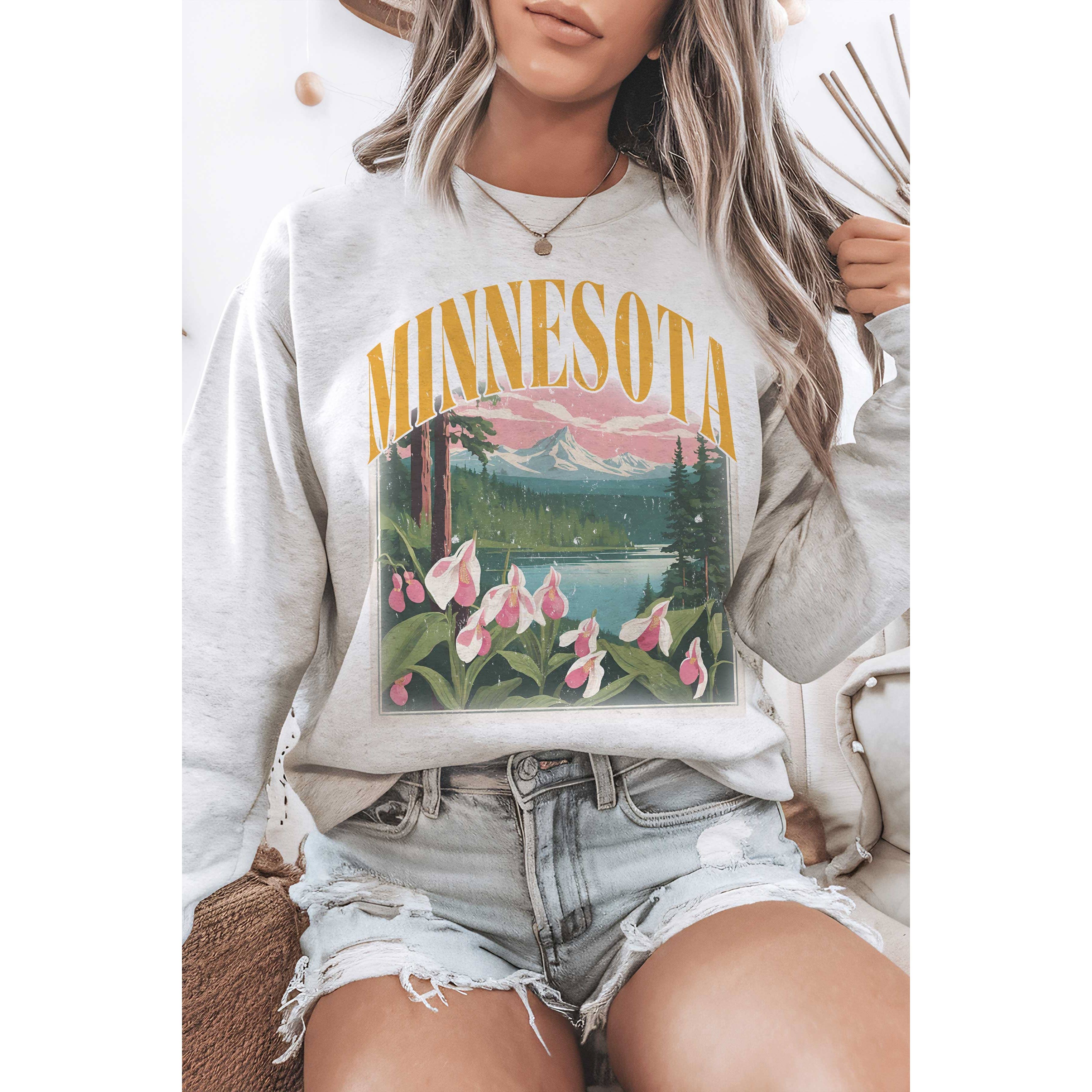 A. BLUSH CO - Vente Sweat-shirt à imprimés – femme - Sweat-shirt graphique MINNESOTA LAKESCAPE0