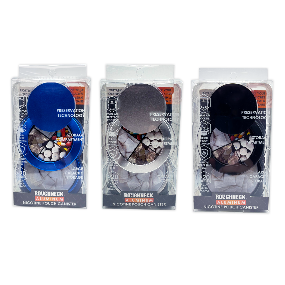 Novelty Brands - Wholesale Humidor/Cigar Accessory - Roughneck Aluminum Pouch Storage Canister - 6/Display4