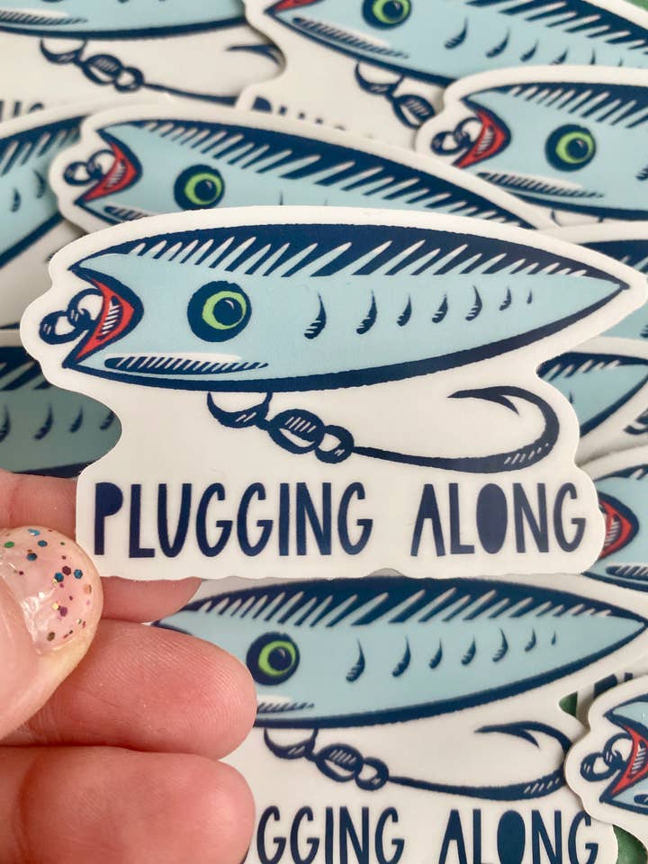Fishing Sticker, Fish Sticker, Fishing Lure Hook, Salmon for wholesale by Melissa Pothier Art