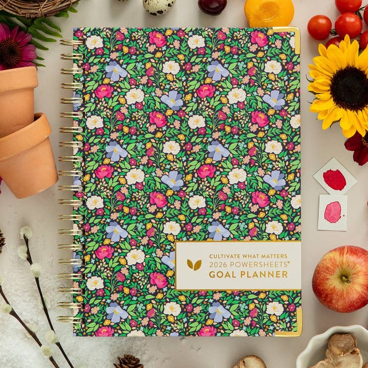 2026 One-Year PowerSheets® Goal Planner | Navy Blooms for wholesale by Cultivate What Matters
