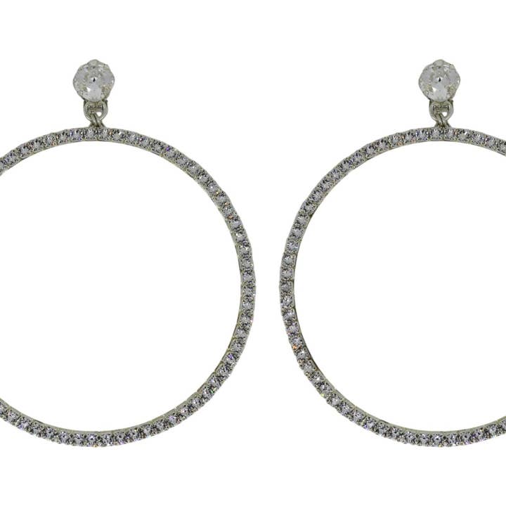 Orecchini a cerchio grandi trasparenti in platino (clip) per la vendita all'ingrosso da parte di VICKISARGE