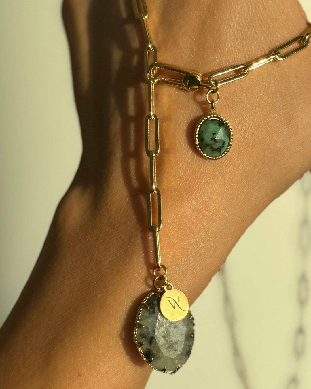 WILYMI Jewelry Co - Wholesale Pendant/Charm Necklace - Labradorite & Ruby Zoisite Necklace | 18k Gold Filled 11