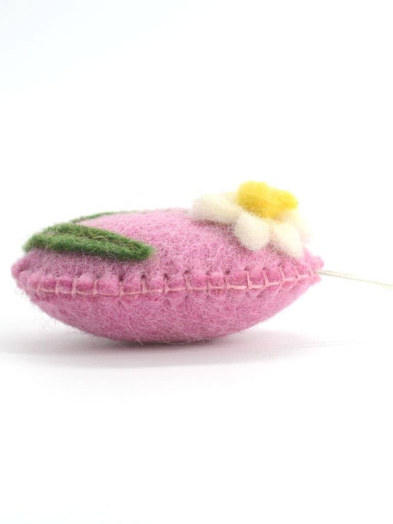 Woollyfelt - Wholesale Decorative Tabletop Object - Easter Pink Felt Egg with Flower | Set of 102