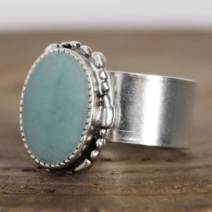 Bague ajustable ornée de turquoise pour la vente par Pure Impressions Design