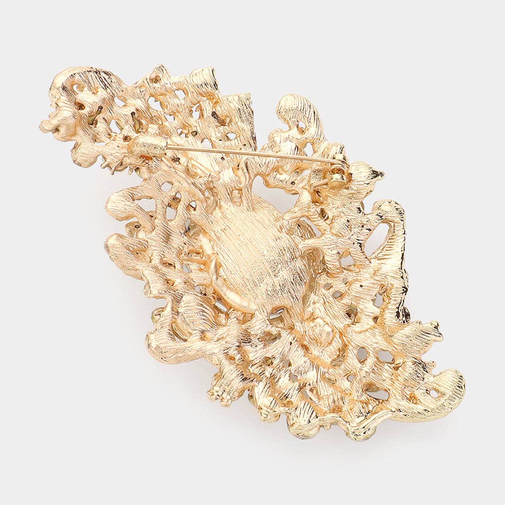 Sensibling Corp. - Wholesale Broche - Ovale Kristallen Accenten Boeket Speld Broche4