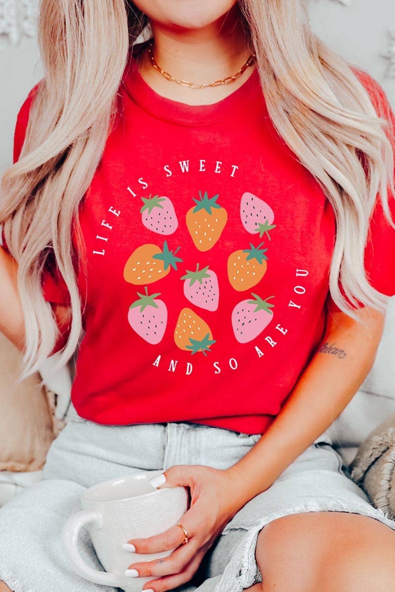 COLORBEAR – wholesale T-shirt med logga - Dam – Livet är bärigt sött jordgubbsgrafisk t-shirt10