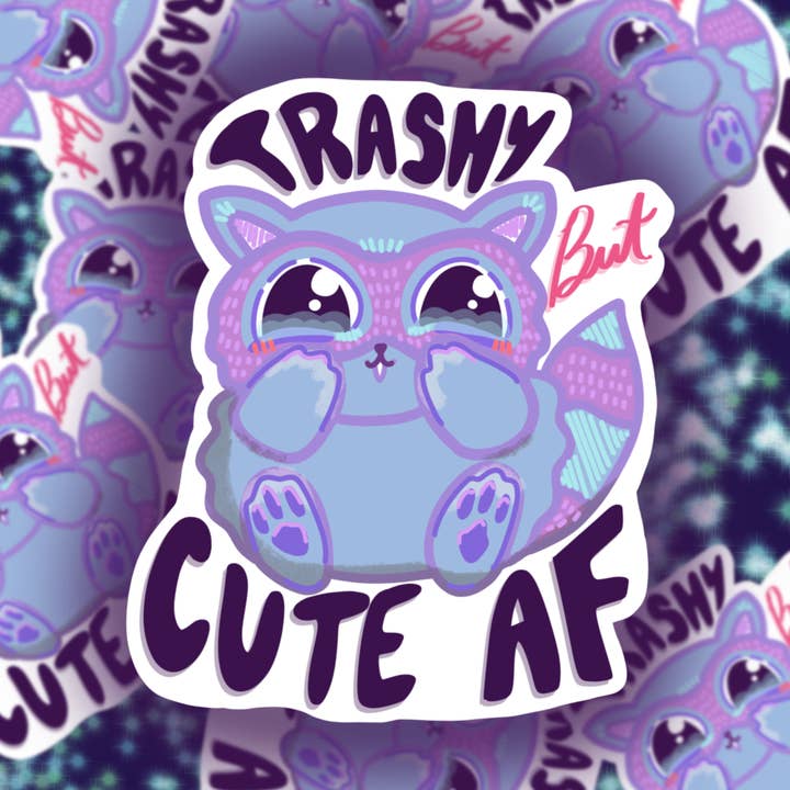 Trash Panda - Stratifié mat - Sticker Kawaii 3 po pour la vente par Gooseberry Kawaii
