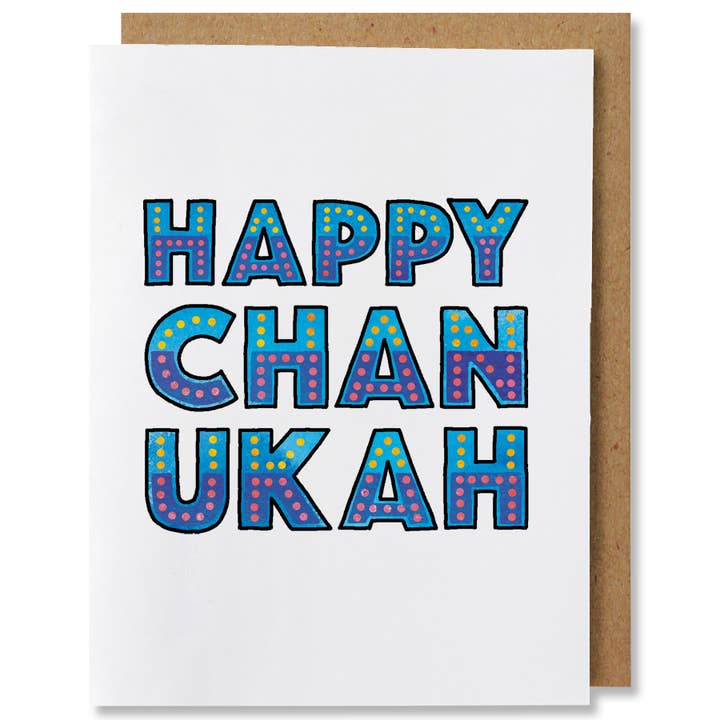 Happy Chanukah - Illustrated Typography Hanukkah Card for wholesale by NANU Studio