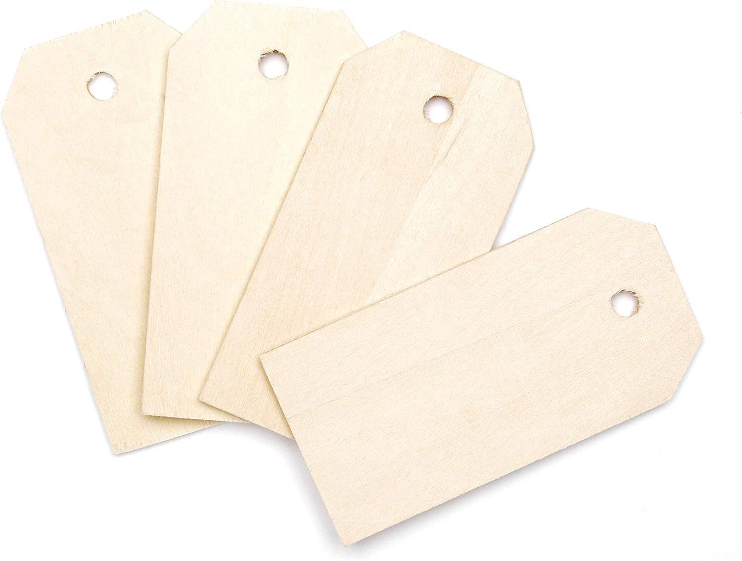 Factory Direct Craft - Wholesale Cadeaulabel - Set van 8 onafgewerkte houten labels - 8,3 cm x 4,1 cm3