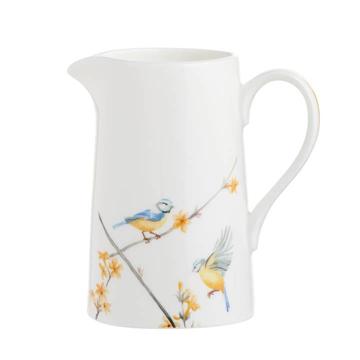 Heritage Small Winter Jasmine and Blue Tits Jug (Half Pint) for wholesale by Jane Abbott